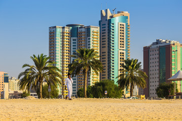 General view of modern buildings in Sharjah