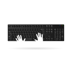 keyboard vector with hand
