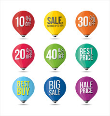 Set of Sale Stickers Fine Colors