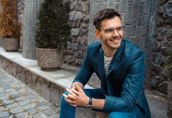 Concept for stylish young man outdoors
