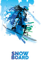 watercolor vector snowboarding girl