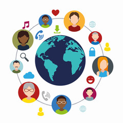 Social media design with multimedia icons