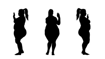 overweight fat woman silhouettes