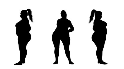 overweight fat woman silhouettes