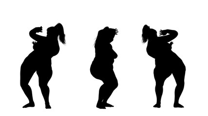 overweight fat woman silhouettes