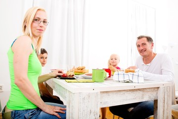Family having breakfast