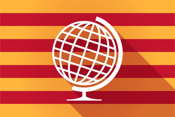 Long shadow Catalonia vector flag with  a table world globe