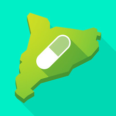 Catalonia long shadow vector icon map with a pill