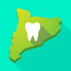 Catalonia long shadow vector icon map with a tooth