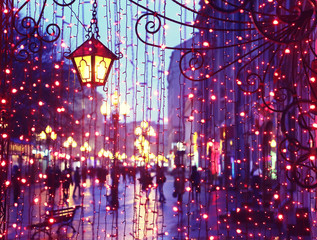 Evening Avenue with lights