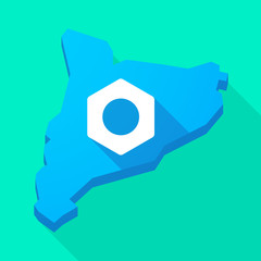 Catalonia long shadow vector icon map with a nut