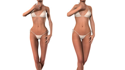 woman's body normal and underweight