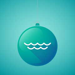 Long shadow vector christmas ball icon with a water sign