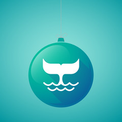 Long shadow vector christmas ball icon with a whale tail