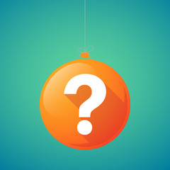 Long shadow vector christmas ball icon with a question sign