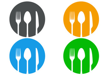 Icono plano cubiertos en varios colores #1