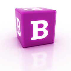 The letter B on the cube. 3D render of a cube. The alphabet blocks.