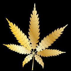 Gold Cannabis Leaf