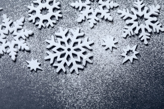 Snowflake Ornament On Blackboard