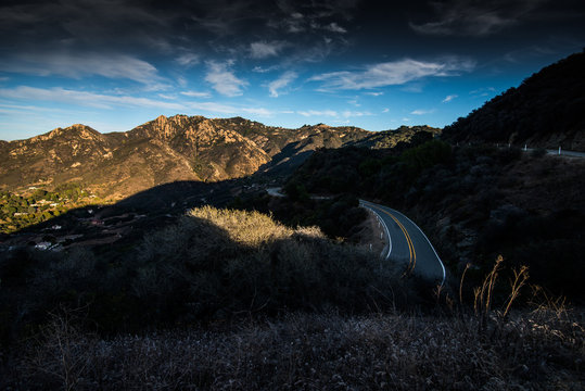 View Of Curved Piuma Road In Santa Monica Mountains National Recreation Area