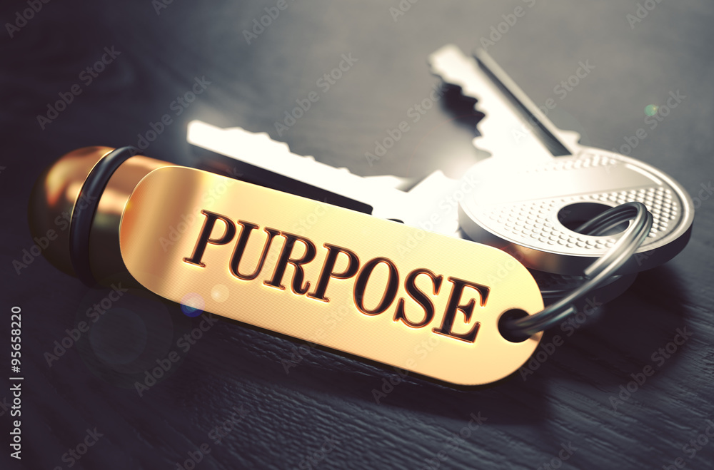 Aufkleber purpose - bunch of keys with text on golden keychain.