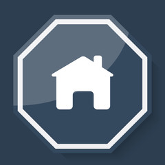 White Home icon on plum blue web app button