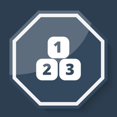 White 123 Blocks icon on plum blue web app button