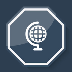 White Earth Globe icon on plum blue web app button