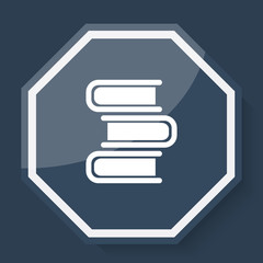White Books icon on plum blue web app button