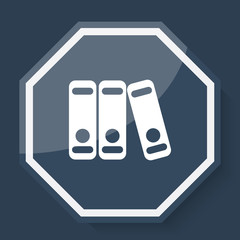 White Binders icon on plum blue web app button