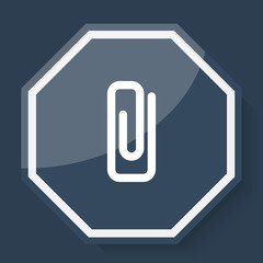 White Paper Clip icon on plum blue web app button
