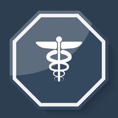 White Medical  icon on plum blue web app button