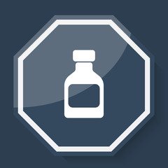 White Medicine Bottle icon on plum blue web app button