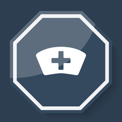 White Nurse icon on plum blue web app button