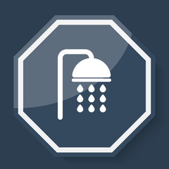 White Shower icon on plum blue web app button