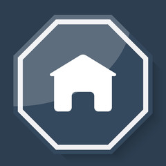 White Home icon on plum blue web app button