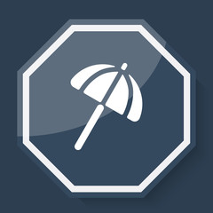 White Parasol icon on plum blue web app button