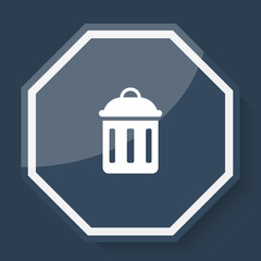 White Delete icon on plum blue web app button