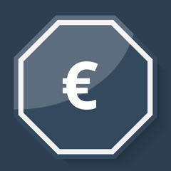 White Euro icon on plum blue web app button