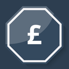 White Pound icon on plum blue web app button