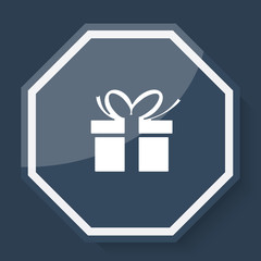 White Gift  icon on plum blue web app button