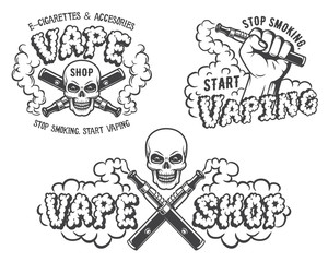 Set of vape, e-cigarette emblems