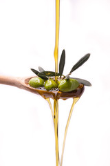 Olive oil on white background