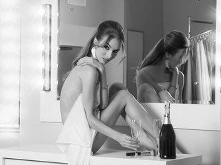 girl make-up for new year party. monochrome image. © photoCD