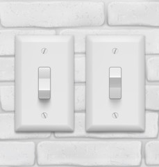 Light switchs on brick wall. Vector illustration