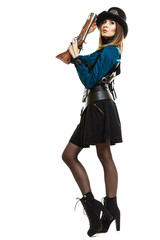 Steampunk girl with rifle.