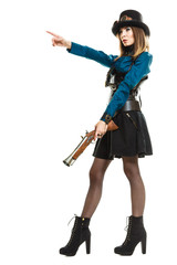 Fototapeta premium Steampunk girl with rifle.