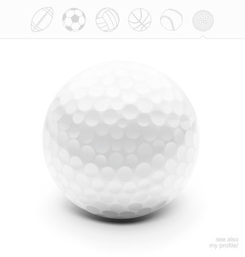 Golf ball isolated on white background. Vector illustration.