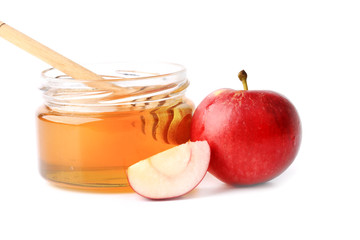 apple with honey isolated on a white background