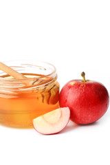 apple with honey isolated on a white background